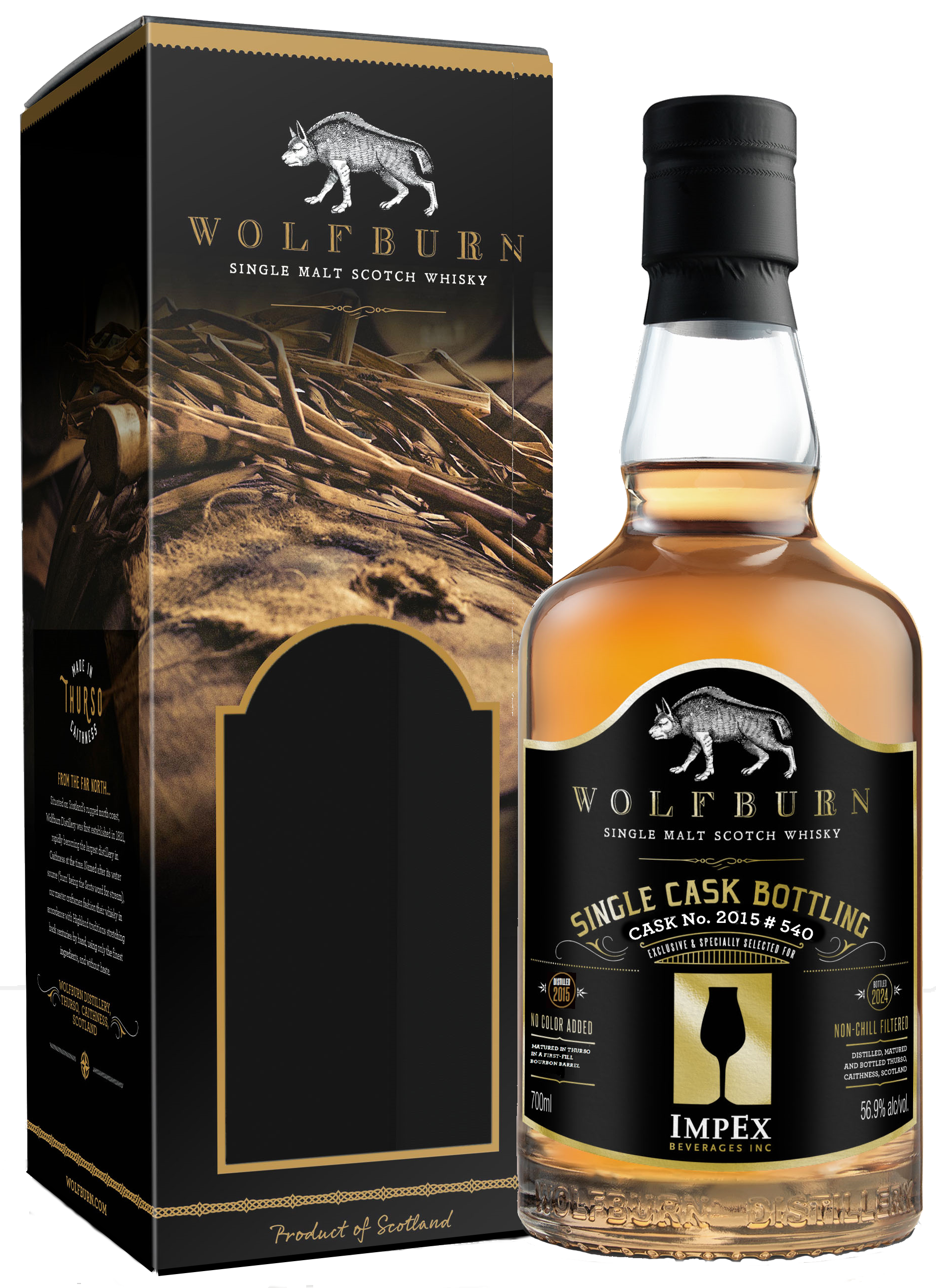 Wolfburn 2015 9 yo ex-Bourbon Single Cask # 430 Transparent